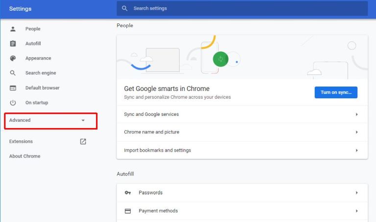 Google Chrome Setting - Advanced
